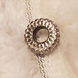 2/ $13 Textured Silver Spacer Bead For Charm Bracelet